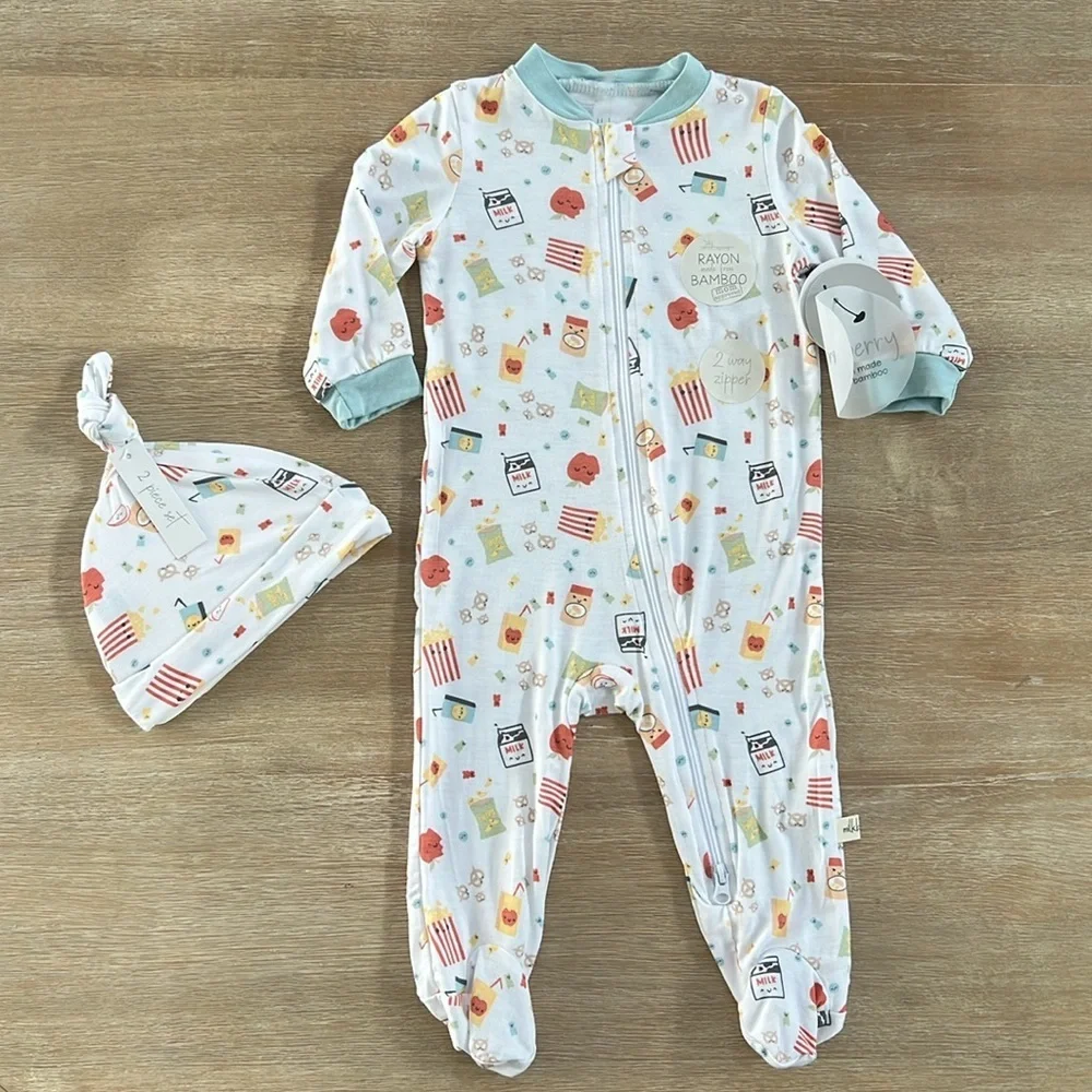 Milkberry Baby Boy Bamboo Footie Snacks 0-3 6-9 months